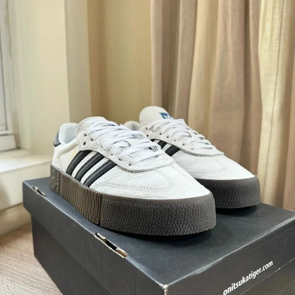 New Adidas Sambarose Sneaker Shoes Platform Women's in Black White Gum - Picture 6 of 10